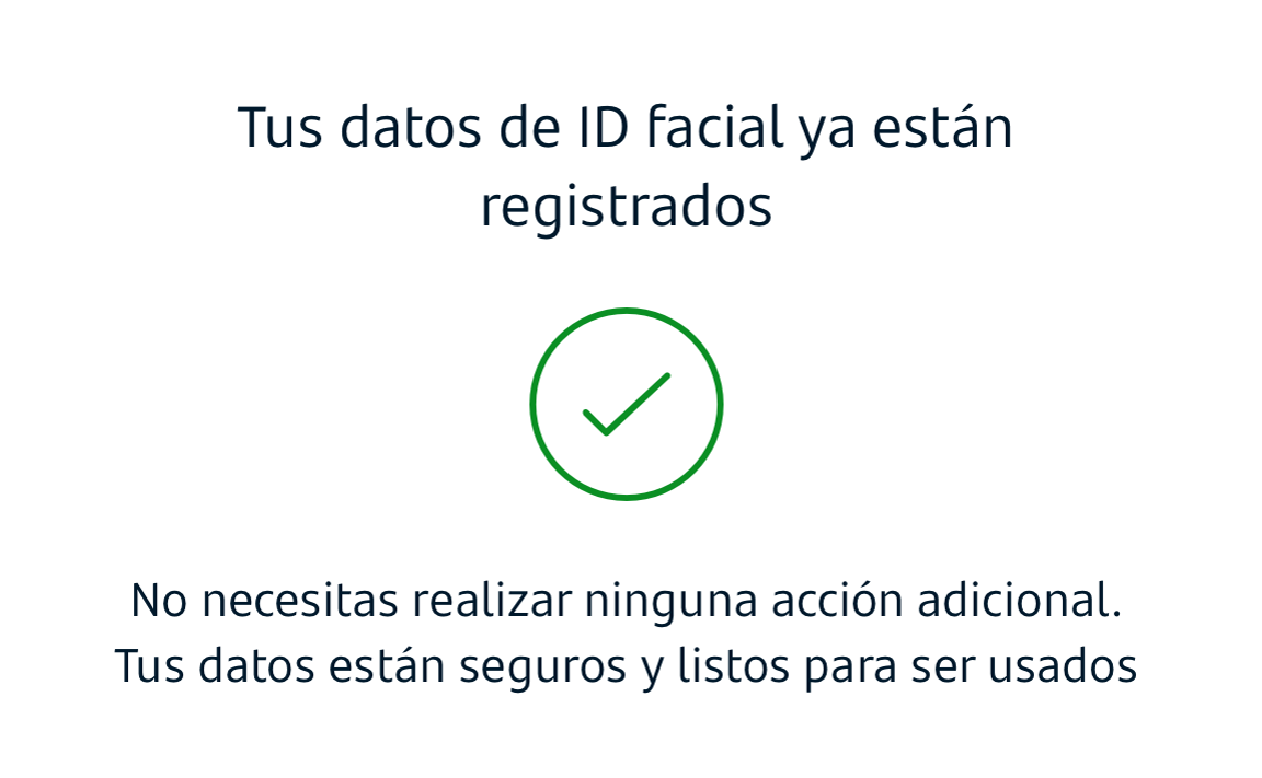 tus datos id facial ya están registrados